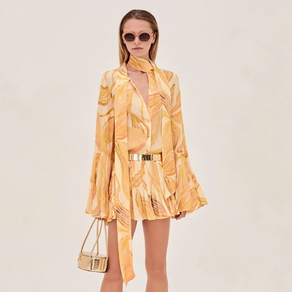 New Alexis Kazan Amber Lily Floral Mini Dress Medium